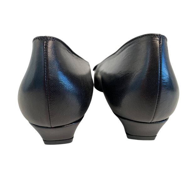 VTG Bruno Magli Black Leather Flats Bow Made In Italy Size 5 8949 GUC - Picture 6 of 10